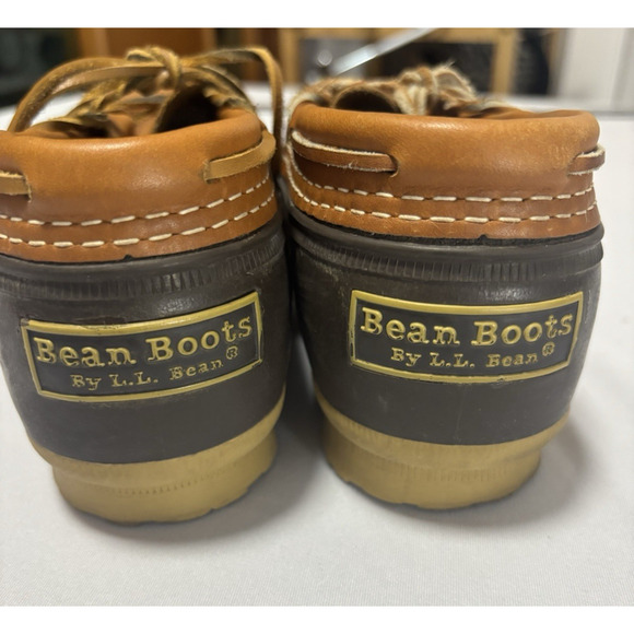 LL Bean Men's 8 Rubber Moc Duck Brown Boots Leather Low Top Comfort Waterproof - Picture 3 of 9